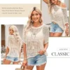 0010-3.webp Dokotoo Womens Summer Scoop Neck Short Sleeve Sweater Casual Crochet Hollow Out Knit Tops Pullover Shirts Beach Coverup