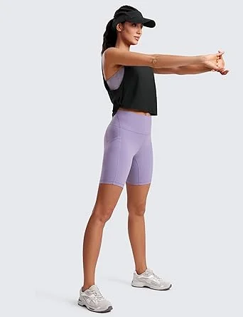 CRZ YOGA Pima Cotton Cropped Workout Tank Tops for Women Sleeveless Sports Athletic Yoga Running Gym Crop Shirts