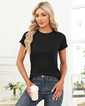 005-1.webp Memorose Womens Short Sleeve Tops Summer T Shirts Round Neck Causal Fashion Basic Tee