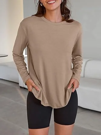 Trendy Queen Womens Oversized Long Sleeve T Shirts 2025 Basic Crewneck Tee Fall Tops Casual Workout Y2K Clothes