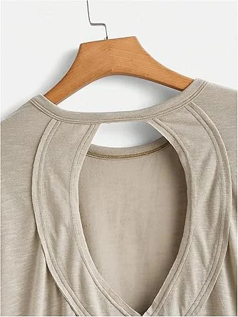 009-3.webp SOLY HUX 2024 Open Back Tops for Women Criss Cross Cut Out Tee Backless Casual Short Sleeve Round Neck T Shirt