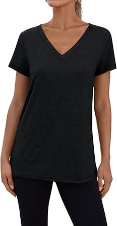 61do6-DjwML._AC_SY445_.jpg 3 Pack V Neck T Shirts for Women Short Sleeve Tshirts