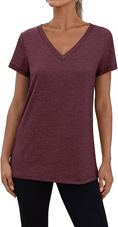 61iEj0i5tYL._AC_SY445_.jpg 3 Pack V Neck T Shirts for Women Short Sleeve Tshirts