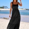 71VhV9t-3XL._AC_SY445_.jpg Women Casual Long Maxi Beach Vacation Dresses Sleeveless Square Neck Flowy Tiered Sun Dress with Pockets