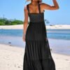 71co2U3QUgL._AC_SY445_.jpg Women Casual Long Maxi Beach Vacation Dresses Sleeveless Square Neck Flowy Tiered Sun Dress with Pockets