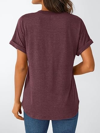 Women Short Sleeve Shirts Henley Dressy Casual