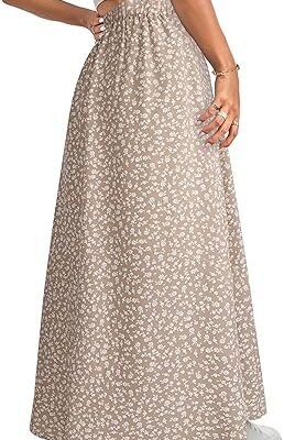 81C4QSEA3yL._AC_SY445_.jpg Women Boho Floral Slit Maxi Skirt Split Thigh High Waisted Long Sexy Skirt