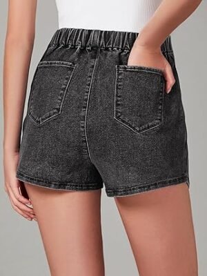 81Zym4Xp-5L._AC_SX342_.jpg Woman High Waisted Pull On Stretchy Denim Wrap Skirt with Shorts Trendy Asymmetrical Skort